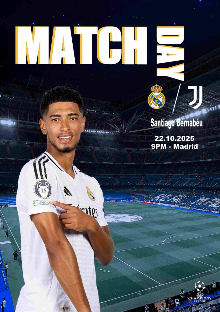 Affiche Instagram d'avant match entre le Real Madrid et la Juventus