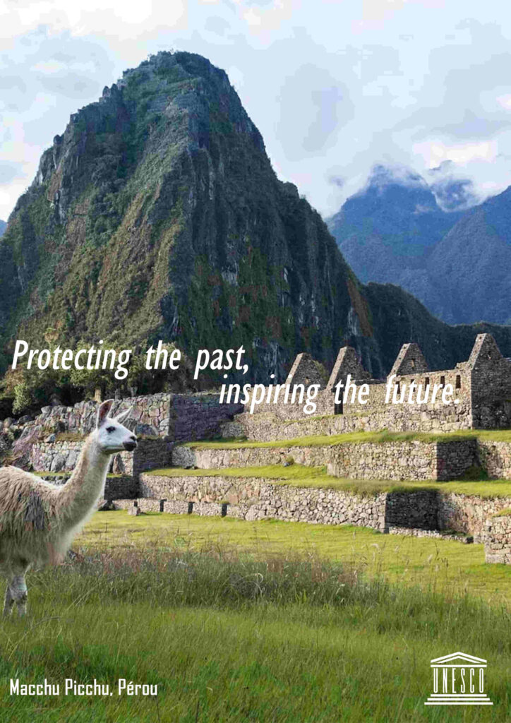Affiche Unesco sur le Macchu Pichu